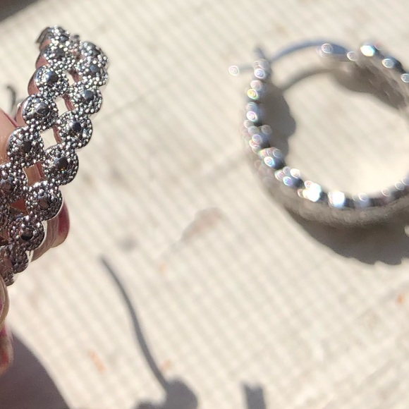 1/2 Carat Double Row Diamond Hoop Earrings, 3/4” - Picture 7 of 7